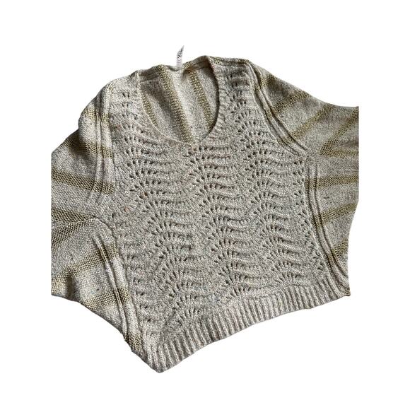 BKE Wool Blend V-Neck‎ Gold Fleck Open Knit Sweater Size Small - Picture 6 of 7